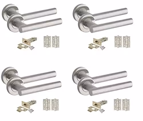 Golden Grace T-Bar Latch Door Handles with Hinges in Satin Nickel Finish