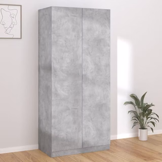 Berkfield Home Concrete Grey Wardrobe W/D/H: 90 x 52 x 200 cm