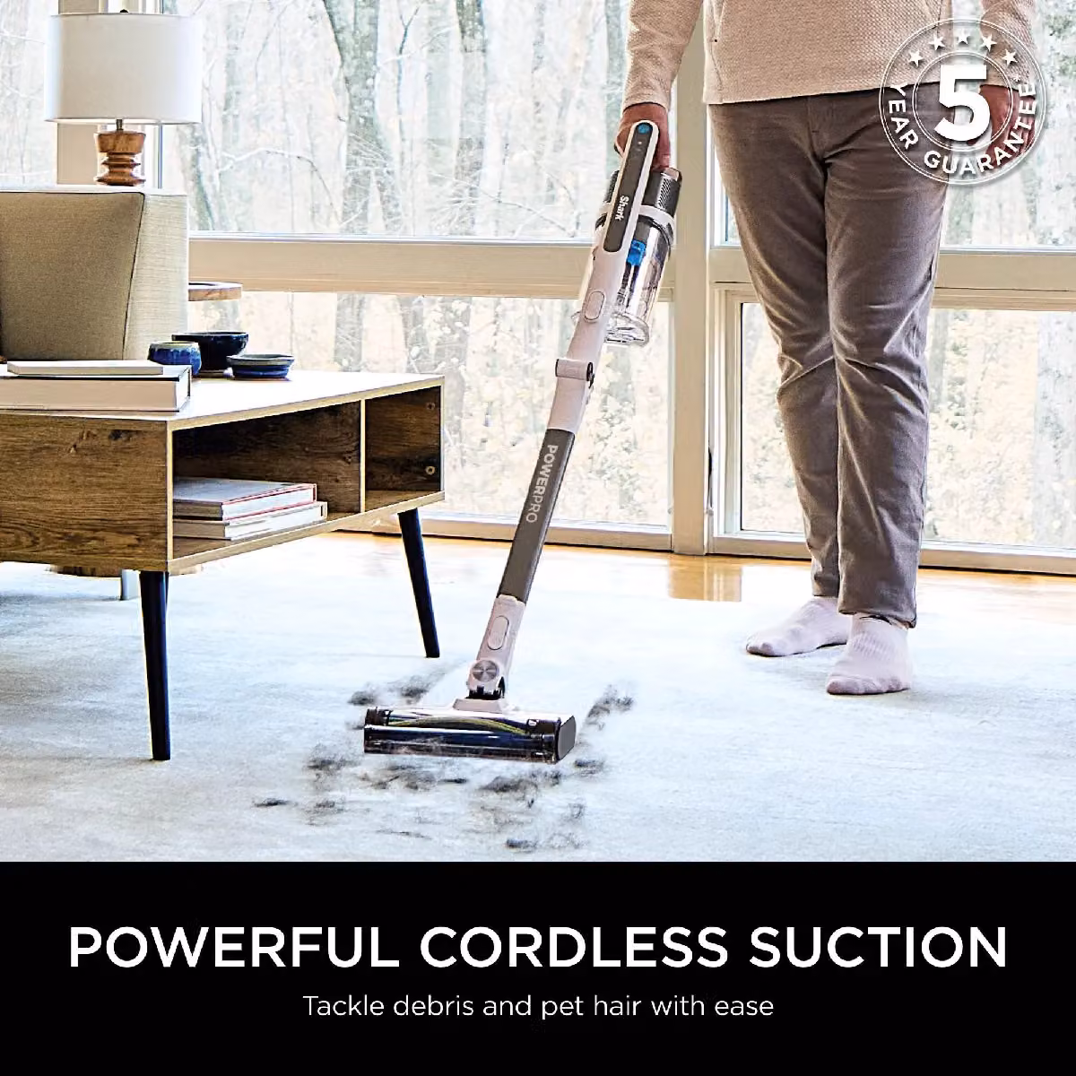 Shark PowerPro Pet Cordless Stick Vacuum Cleaner in Java Metallic or White with Anti-Tangle Roller and Pet Hair Functionality – 10