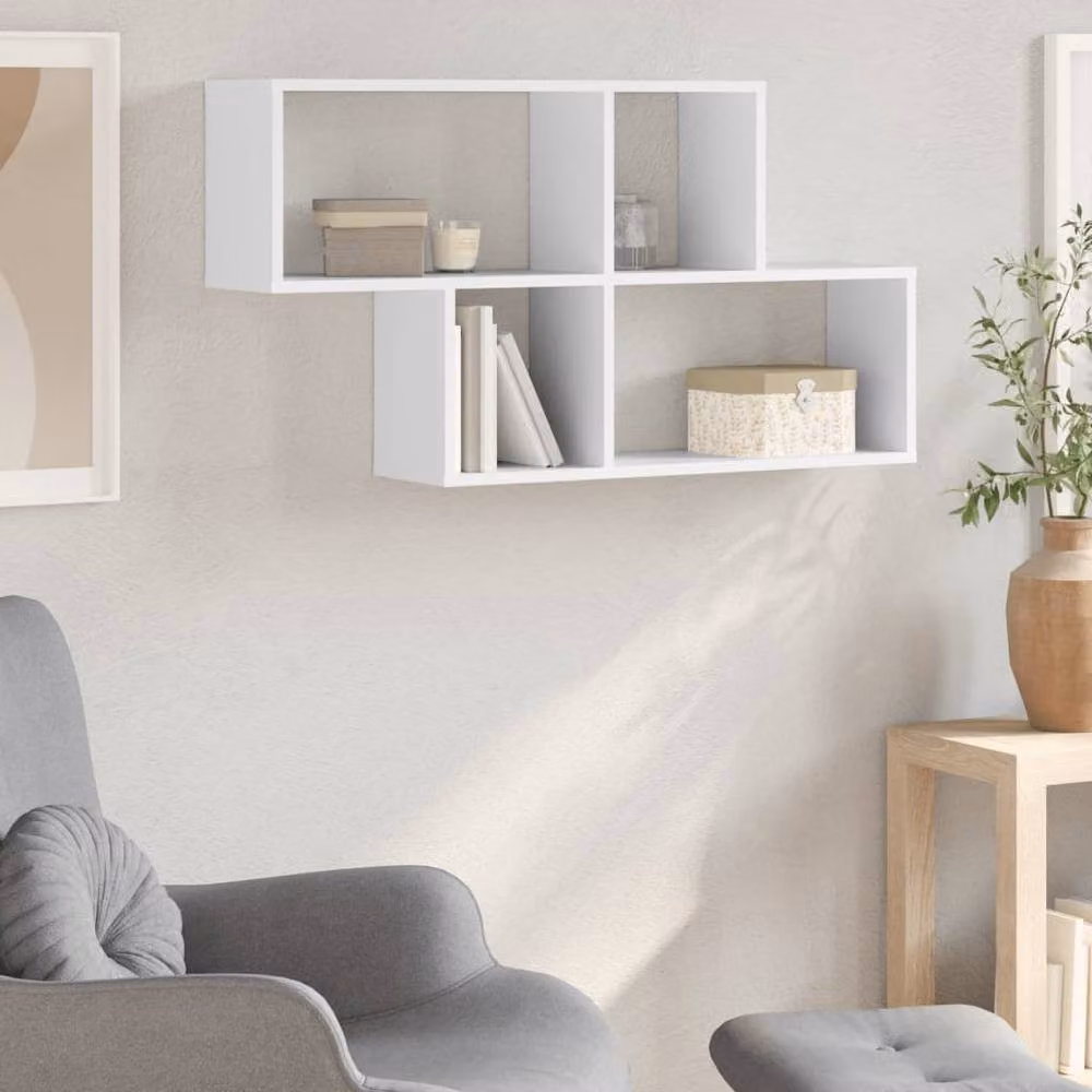 Berkfield Home Wall Mounted White MDF Shelf W/D/H: 100 x 20 x 53 cm – 2