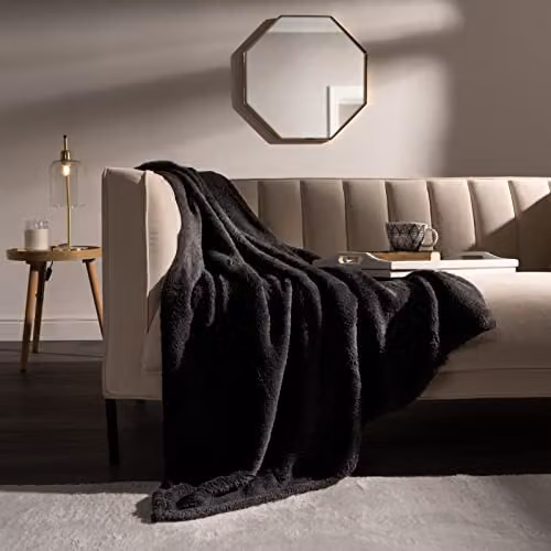 Brentfords Black Teddy Fleece Throw Blanket, W/D/H: 125 x 150 cm – 3