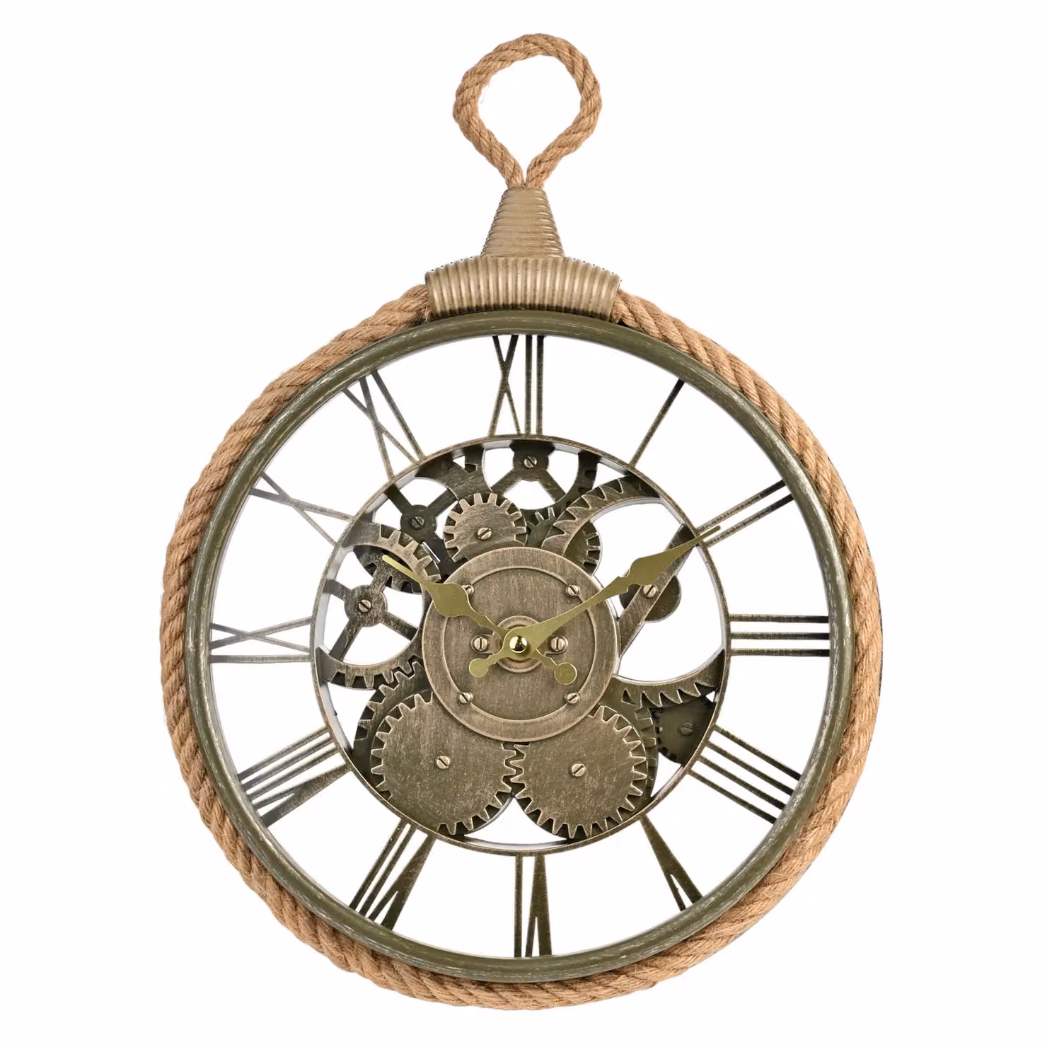 HOMETIME Cogs & Rope Industrial Analog Wall Clock, Multicolour, Diameter: 30 cm – 2