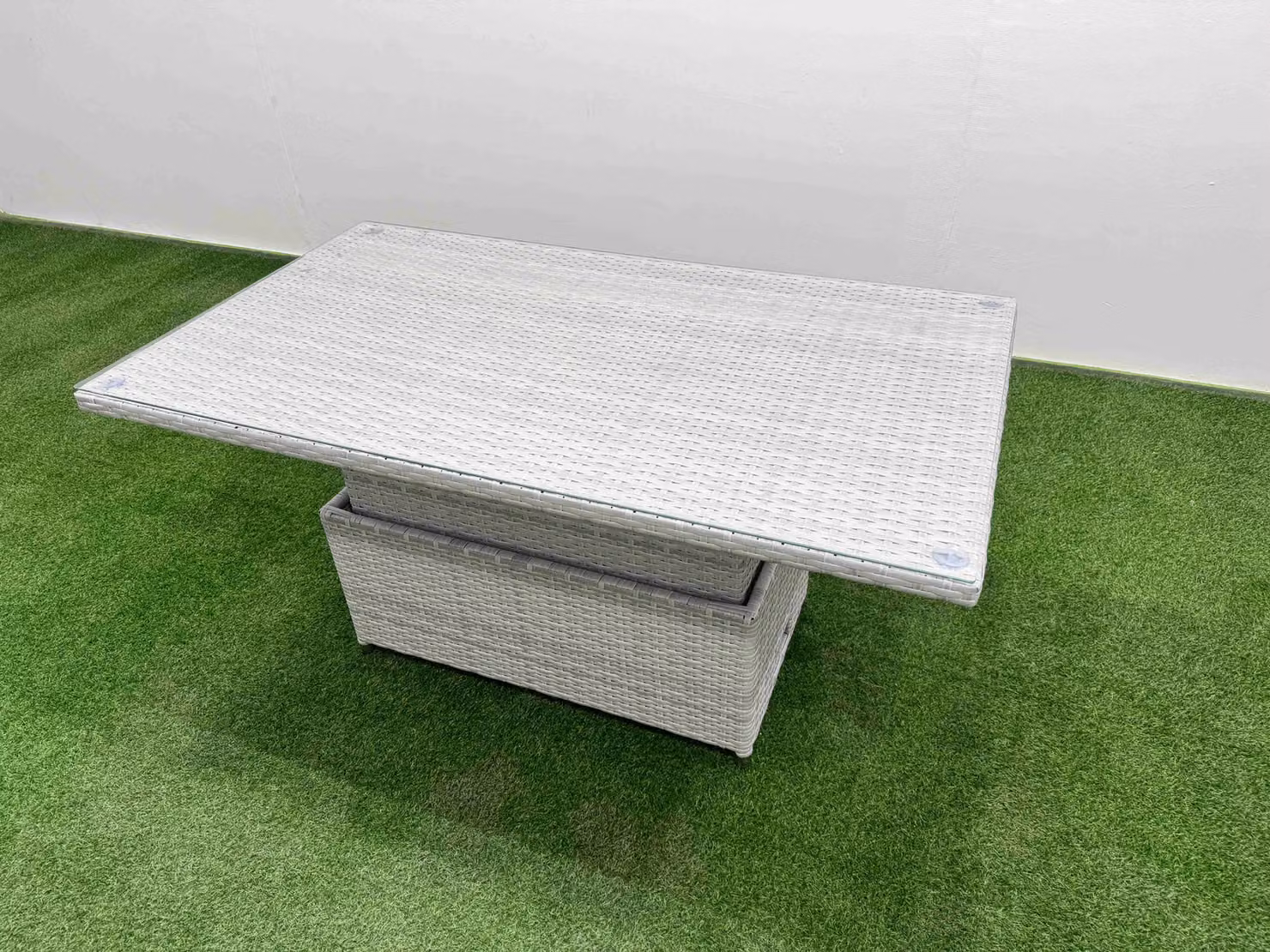 Fimous Grey PE Rattan Garden Furniture Set with Reclining Chairs, 2 Seater Sofa, Coffee Table and Matching Ottoman – 3