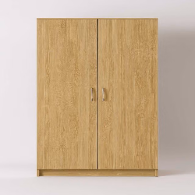 TJS Venice 2 Door Modern Oak Wardrobe in Brown