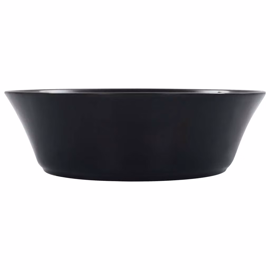 Berkfield Home Round Ceramic Countertop Wash Basin, Black, W: 41 cm, D: 12.5 cm – 3