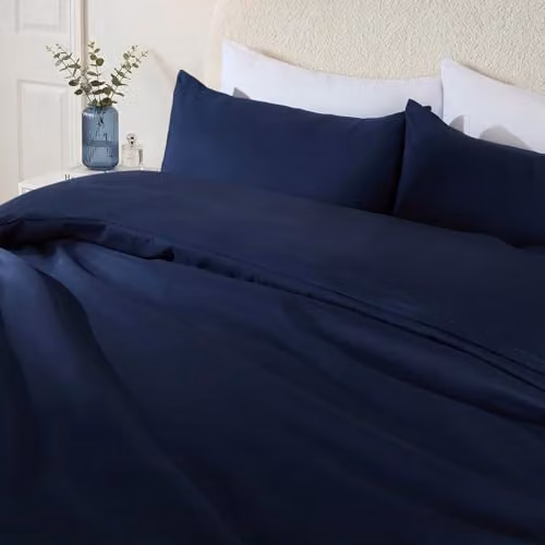 Brentfords Plain Dyed Microfibre Duvet Cover and Pillowcase Bedding Set, Blue, W: 180 cm, L: 200 cm – 2
