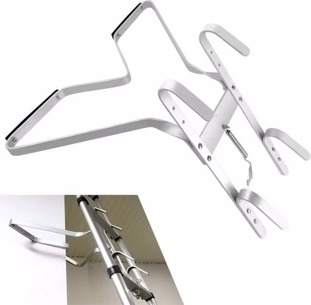 Nordara Adjustable V Shape Ladder Stand Off-Top Support in Silver Aluminum