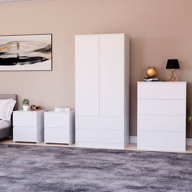 Vida Designs Denver 4 Piece Bedroom Set in White