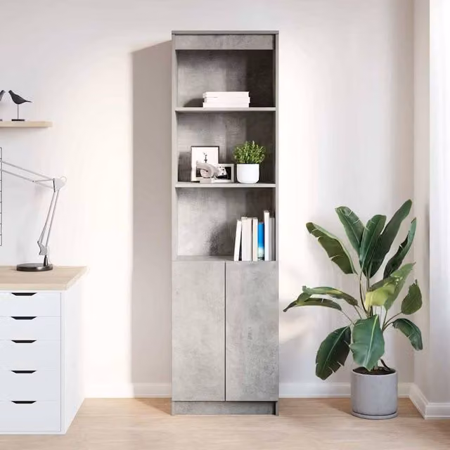Berkfield Home Modern Highboard in Concrete Grey, W/D/H: 50 x 35 x 180 cm