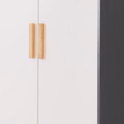Seconique Cleveland 2 Door Double Wardrobe in White and Grey Industrial Style, W/D/H: 192 x 52 x 80 cm – 5