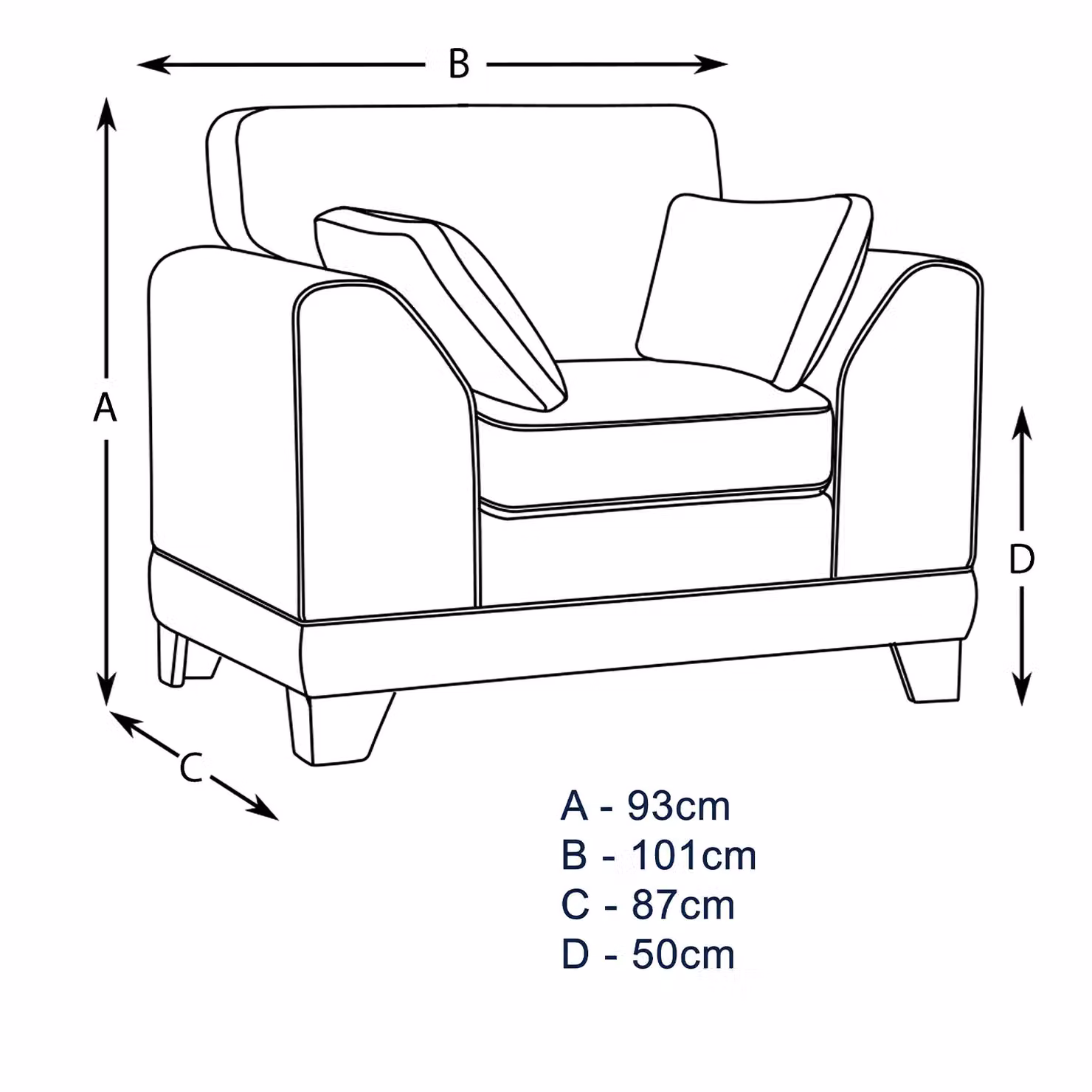 Furnishings For Less UK Hilliard Fullback Fabric Single Seater Armchair in Anthracite Grey – 4