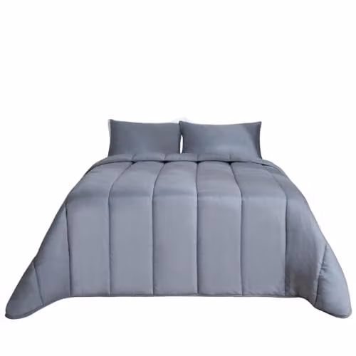 OHS Single Coverless Duvet and Pillowcase Set, 10.5 Tog, Grey, W/D/H: 135 x 200 cm