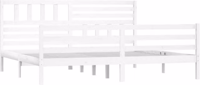 Berkfield Home Beautiful White Solid Wood Bed Frame W/D/H: 200 x 100 x 206 cm