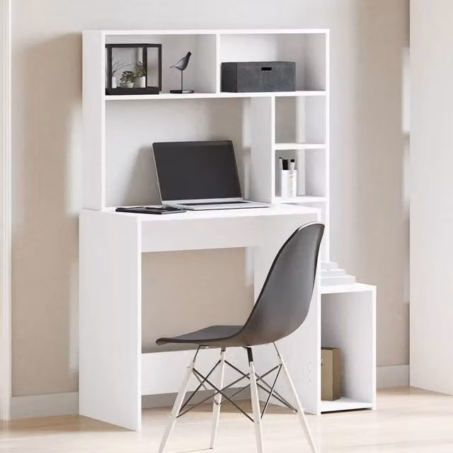 Berkfield Home Modern White Writing Desk with Shelves, W/D/H: 100 x 45 x 140 cm – 1