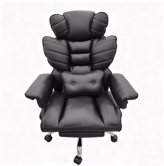 FORGEVIO Black Synthetic Leather Executive Recliner Office Chair with Headrest and Armrests
