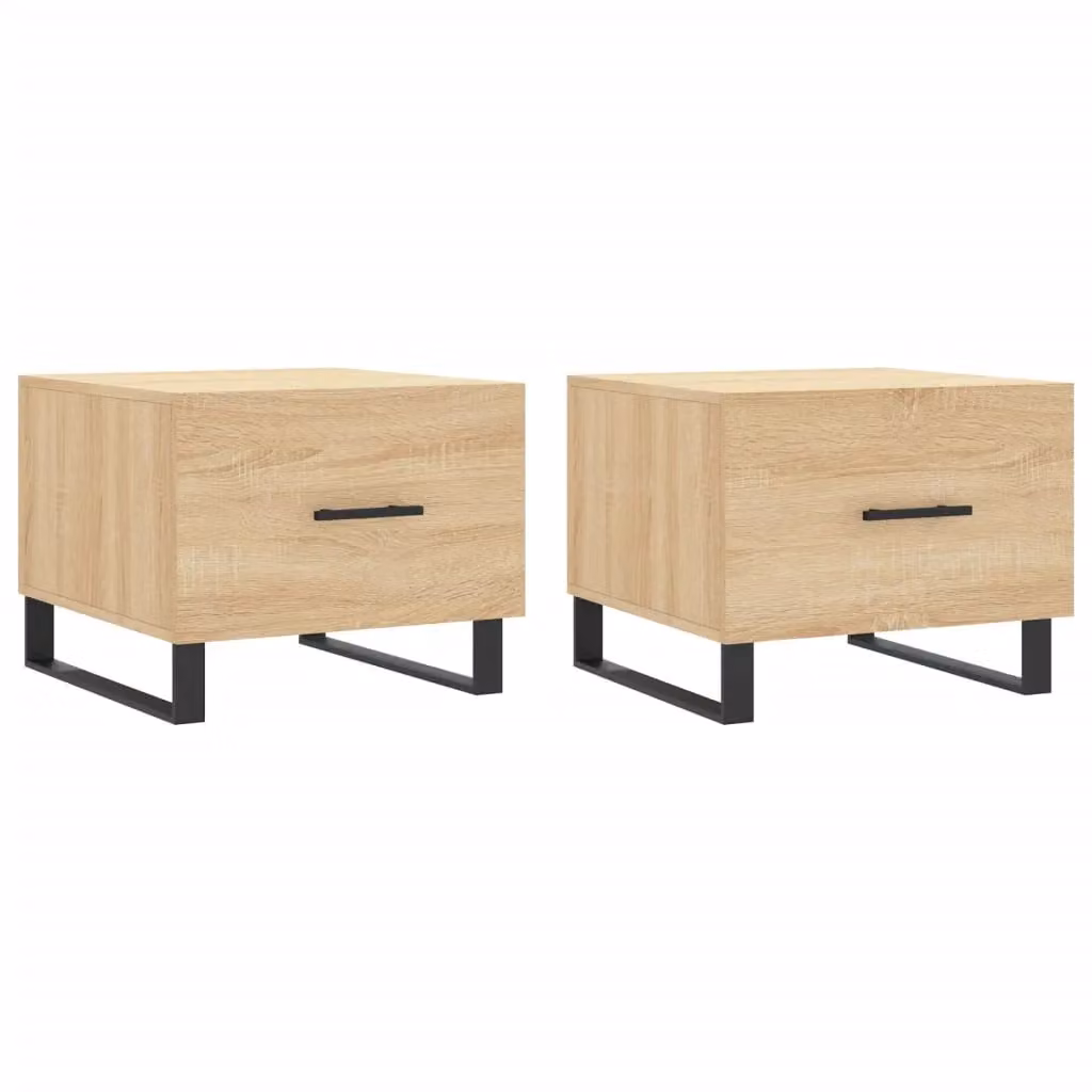 Berkfield Home Set of 2 Sonoma Oak Coffee Tables in Brown, W/D/H: 50 x 50 x 40 cm – 2