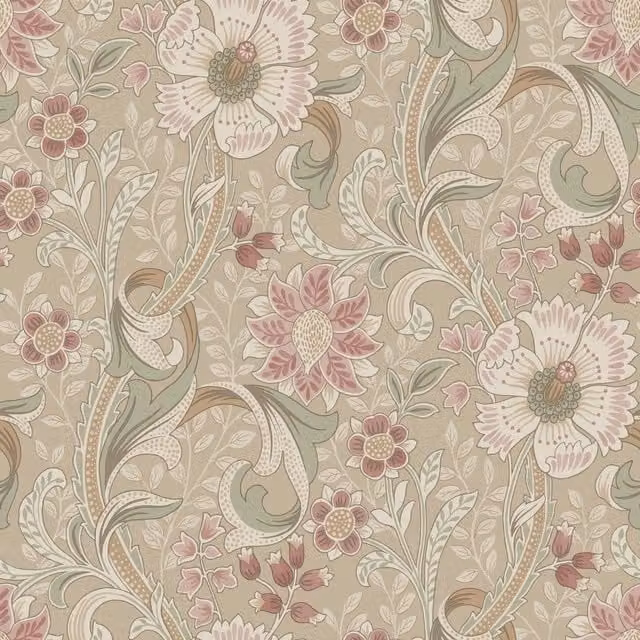 Grandeco Traditional Wallpaper in Taupe Pink