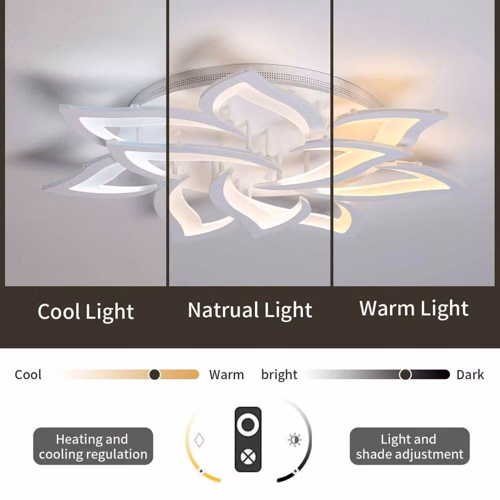 Garwarm Dimmable 10-Head LED Petal Ceiling Light with Remote Control in White – 2