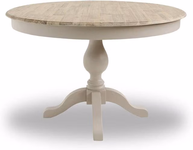 Statement Furniture Florence Large Round Pedestal Dining Table in Beige, Diameter: 120 cm, Height: 78 cm – 1