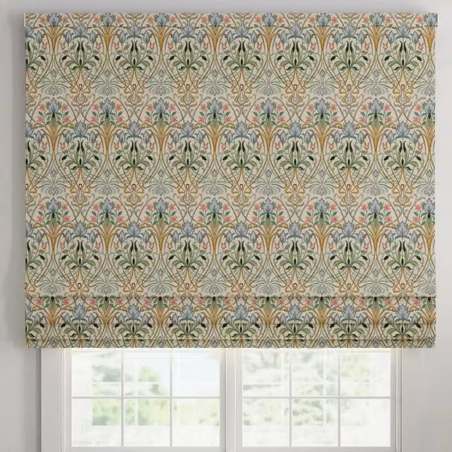 ANTE DECOR Alexandra Woven Jacquard Made To Measure Blackout Roman Blind in Blue, Green and Multicolour Floral Design