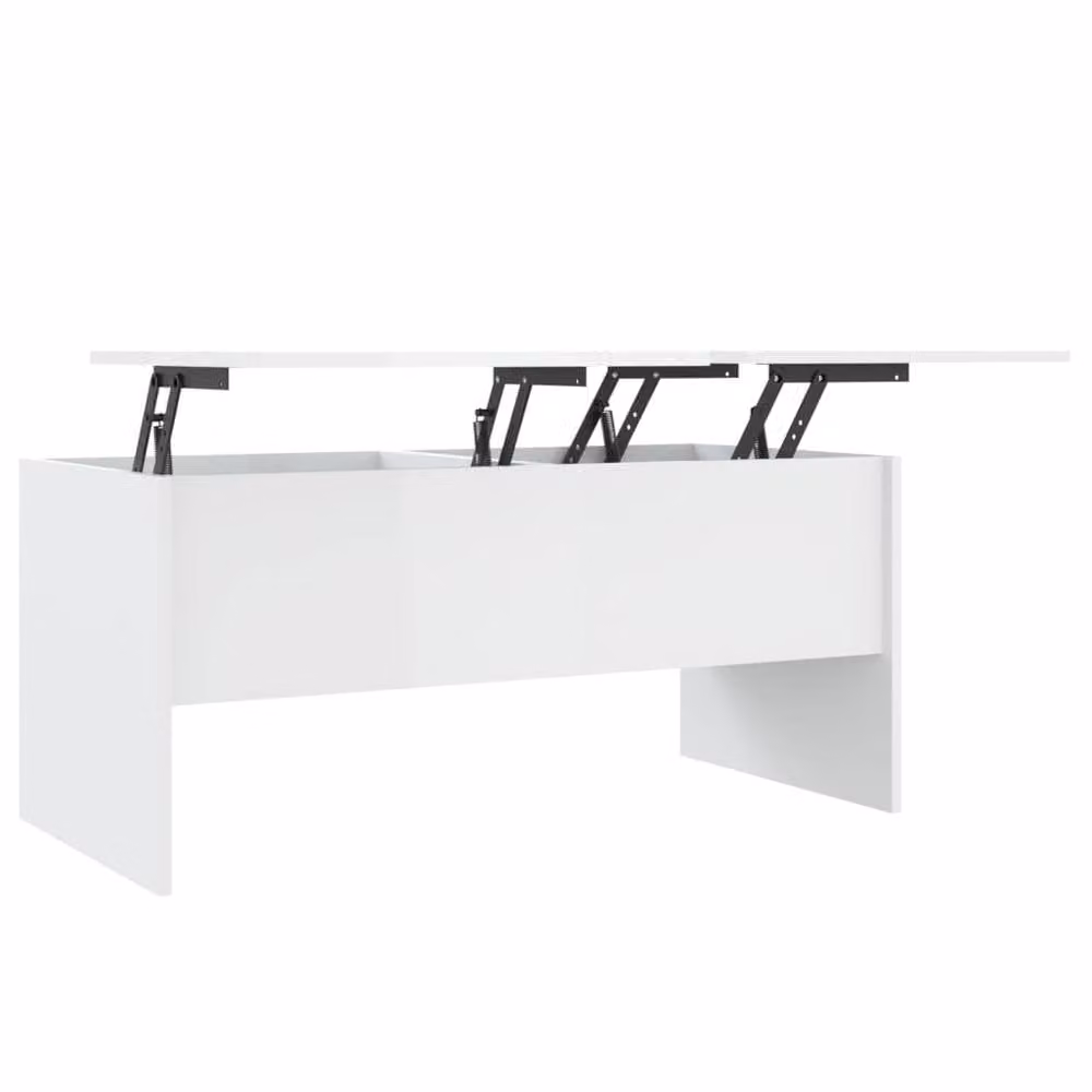 Berkfield Home Modern High Gloss White Rectangular Coffee Table with Lift Mechanism, W: 102 cm, D: 50.5 cm, H: 46.5 cm – 2