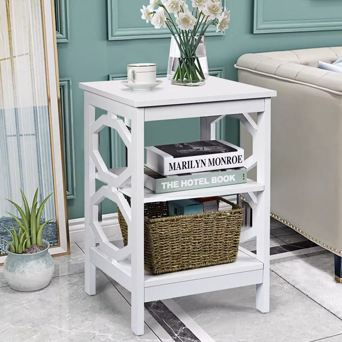 Costway Set of 2 Modern 3-Tier White Side Tables and Nightstands – 3