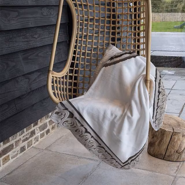 Benjamin Tate Design Fleece Concrete Frame Blanket in Brown, Beige or White, W/D/H: 120 x 150 cm