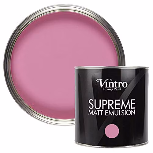 Vintro Belladonna Luxury Matt Emulsion Multi Surface Paint, Bright Pink, 2.5L – 1