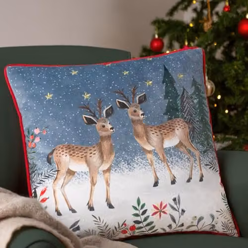 Riva Home Blue Multicolour Velvet Star Christmas Cushion, W/D/H: 45 x 45 x 45 cm – 3