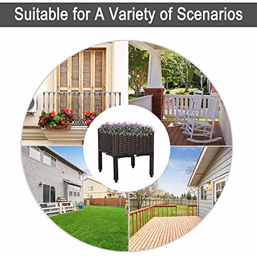 Outsunny Brown Plastic Raised Garden Bed for Vegetables, Herbs and Ornamental Plants – 3