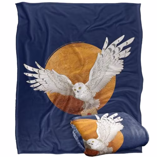 Warner Bros. Harry Potter Hedwig and The Moon Super Soft Silky Touch Fleece Throw Blanket, Multicolour, W: 152.4 cm x D: 127.0 cm