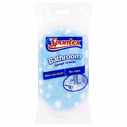 Spontex Bathroom Sponge Scourer, Blue and White, 1 Count