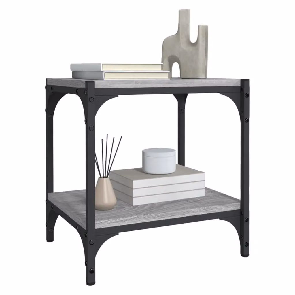 Berkfield Home Grey Sonoma TV Cabinet in Engineered Wood and Steel, W/D/H: 40 x 33 x 41 cm – 4