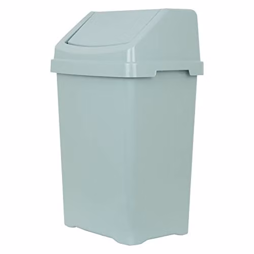 Wham 50L Plastic Swing Bin in Silver Sage and Green, W/D/H: 40.0 x 33.0 x 66.5 cm