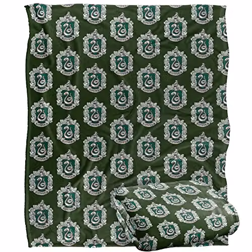 LOGOVISION Harry Potter Slytherin Fleece Throw Blanket, White, Green and Multicolour, W/D/H: 152 x 127 x 1 cm – 5