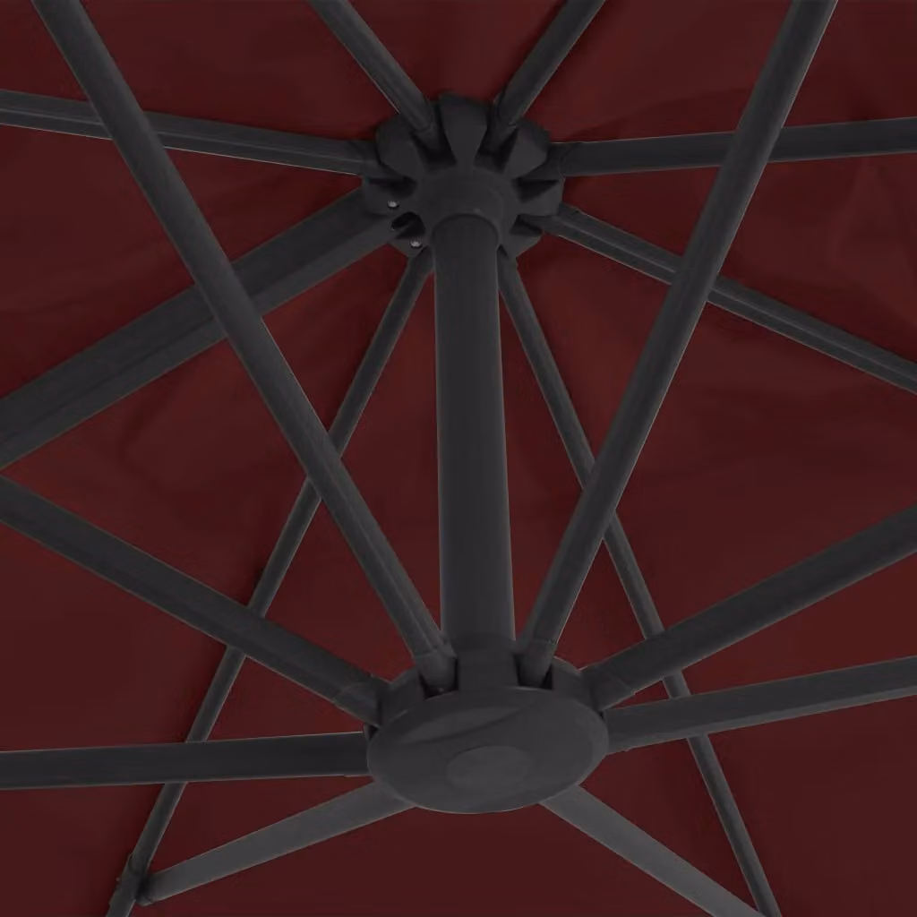 Berkfield Home Cantilever Garden Umbrella with Aluminium Pole in Bordeaux Red, W: 400 cm, D: 300 cm – 3