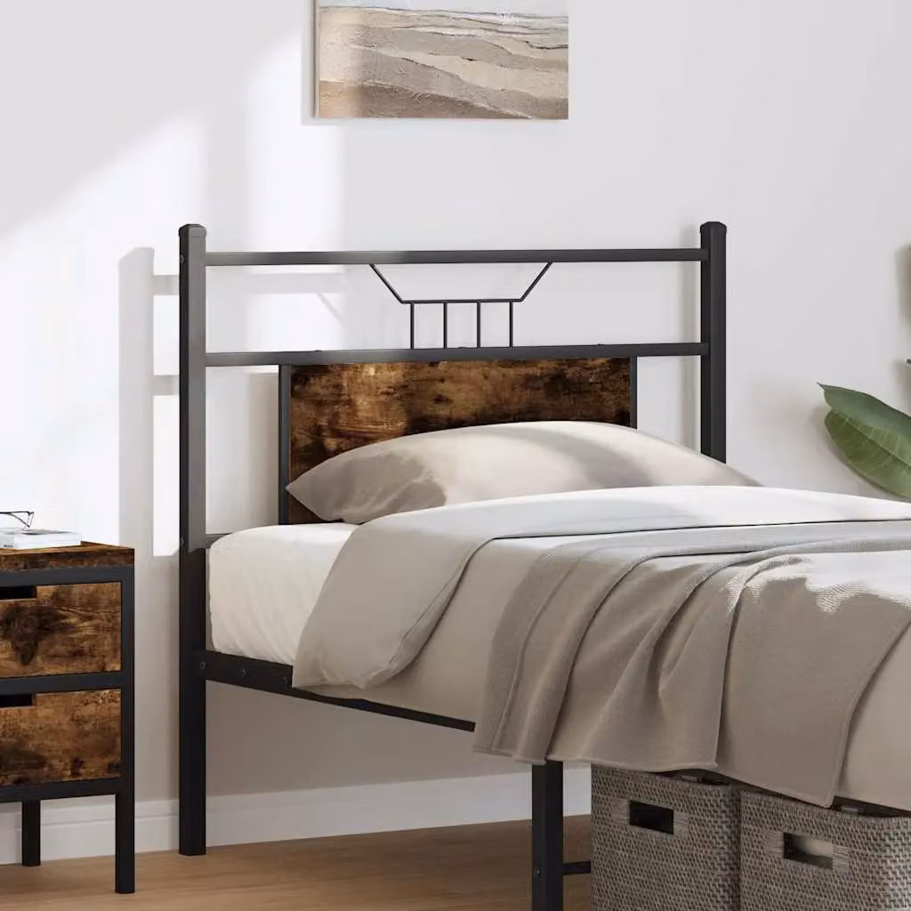 Berkfield Home Industrial Headboard in Smoked Oak and Brown, Width: 75 cm – 3