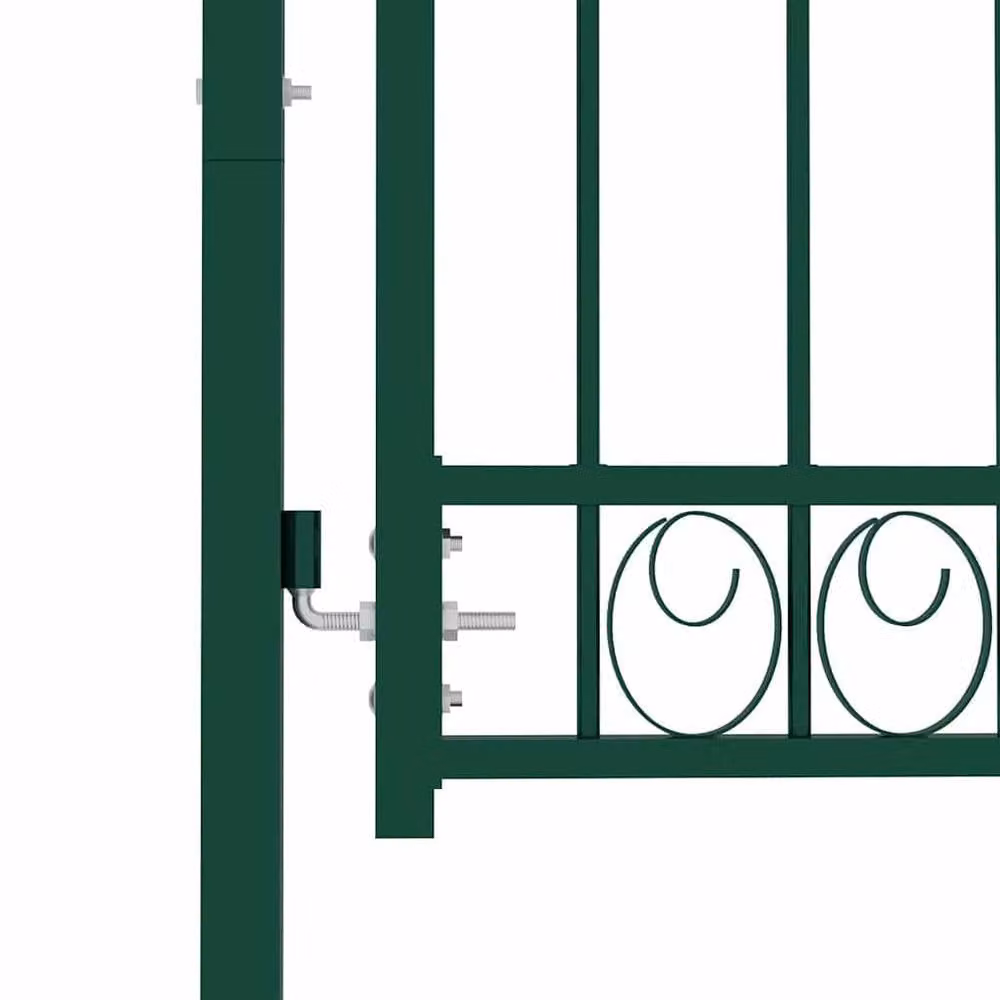 Berkfield Home Green Steel Arched Top Swing Fence Gate W: 100 cm, H: 125 cm – 4