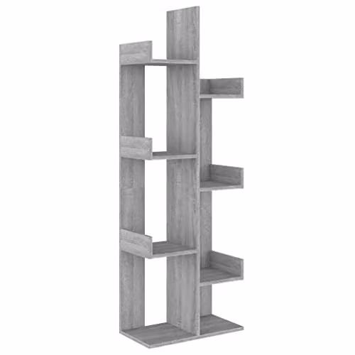 vidaXL Modern Grey Sonoma Book Cabinet in Engineered Wood W/D/H: 48 x 25.5 x 140 cm