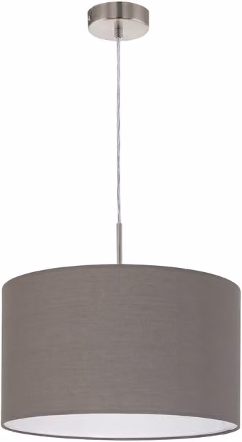 Loops Pendant Light in Satin Nickel with Anthracite and Brown Fabric Shade, E27, 1x60W