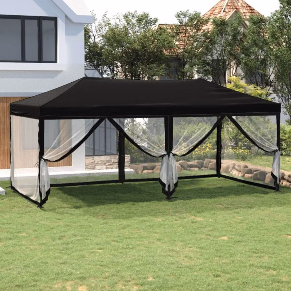 Berkfield Home Sturdy Folding Party Tent with Sidewalls, Black, W 6 m x D 3 m – 2