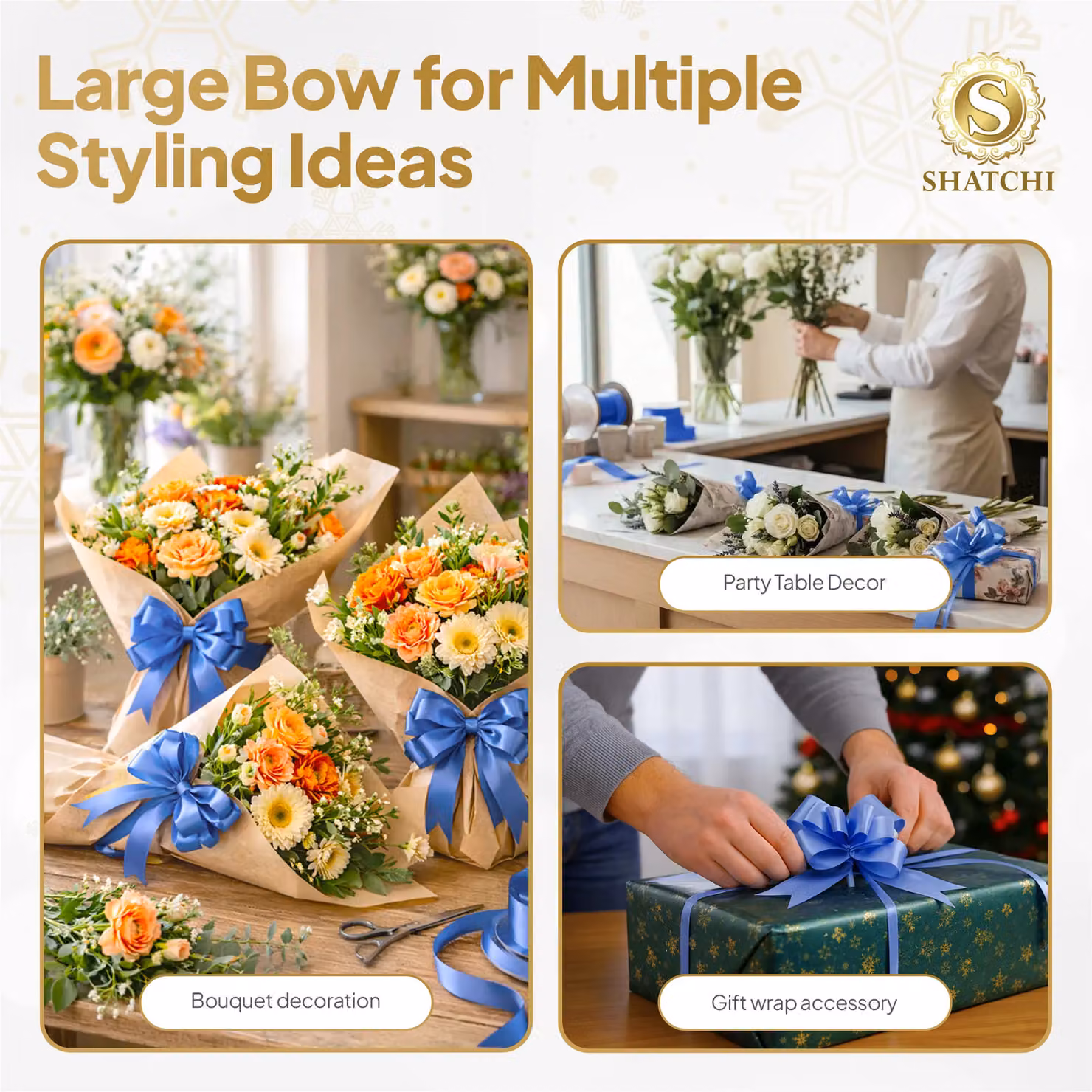 Shatchi 20pcs Navy Blue Pull Bows, 3cm Diameter for Gift Wrapping, Hampers and Decorations – 4