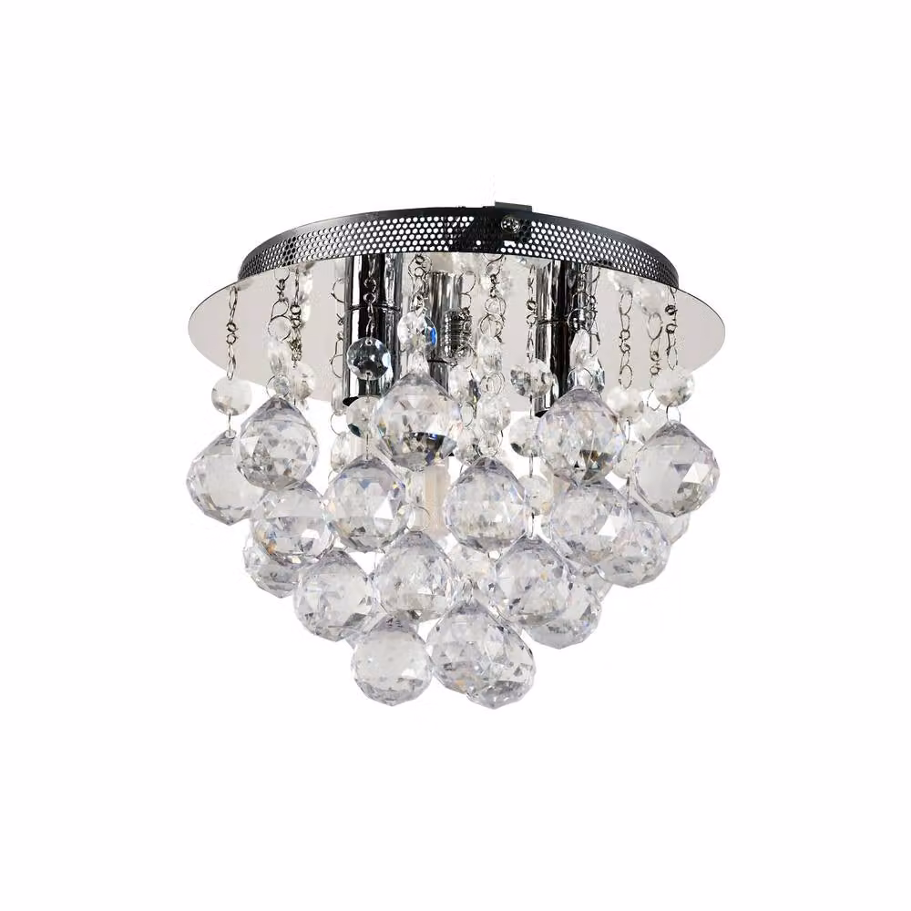 First Choice Lighting Myriad Set of 2 Jewelled Droplet Chrome Flush Ceiling Lights in Silver – 2