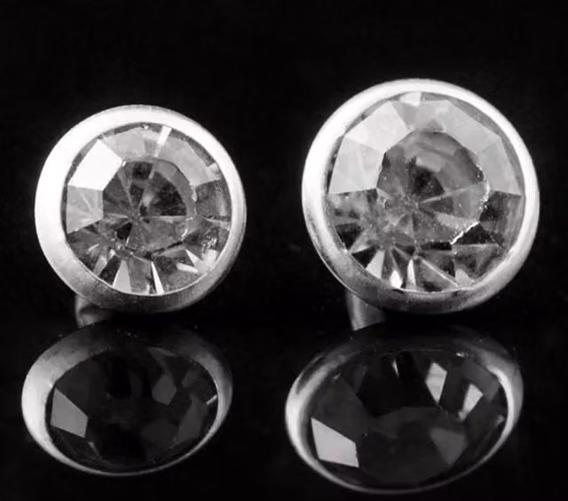 Neel Blue 8mm Flat Clear Crystal Rivets, Diamante Acrylic Studs with Nickel-Plated Silver Pins – 1