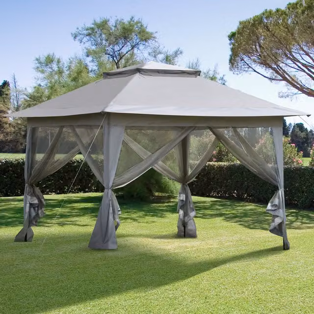 Outsunny Pop-up Tent Gazebo Shelter with Steel Frame, Grey, W: 360 cm, D: 360 cm, H: 298 cm – 1