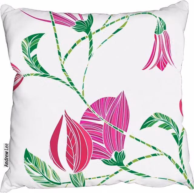Andrew Lee Pink Floral Tulips Square Cushion, Width: 60 cm, Height: 60 cm