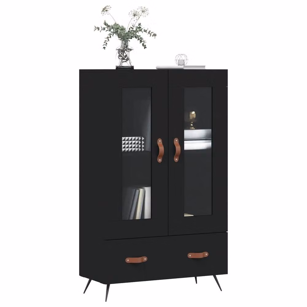 Berkfield Home Modern Black Highboard with Glass Doors, W/D/H: 69.5 x 31 x 115 cm – 3
