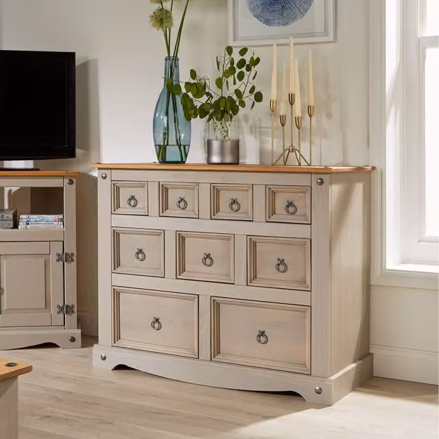Mews Corona Grey 9 Drawer Merchant Chest of Drawers