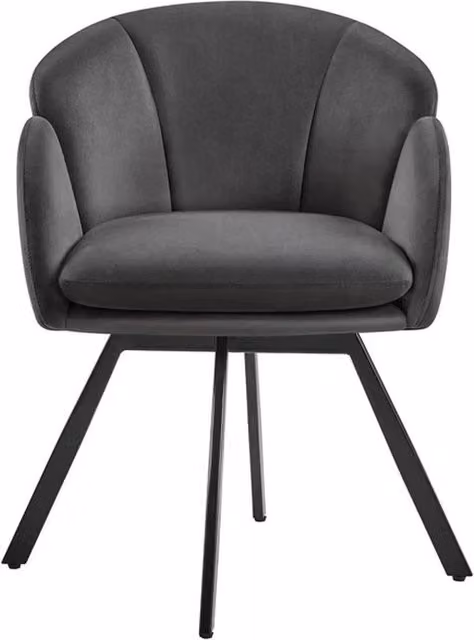 KORVIXA Flower-shaped Velvet Swivel Accent Armchair in Grey – 1