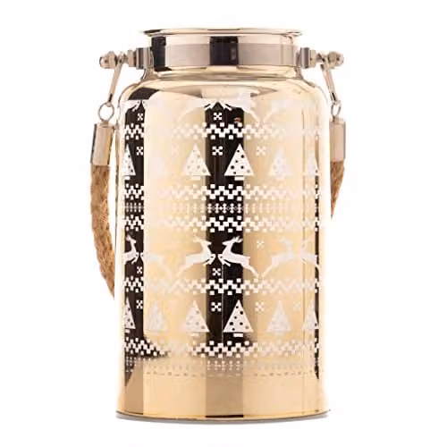 Shatchi Gold Scandinavian Design Glass Christmas Jar Table Lamp